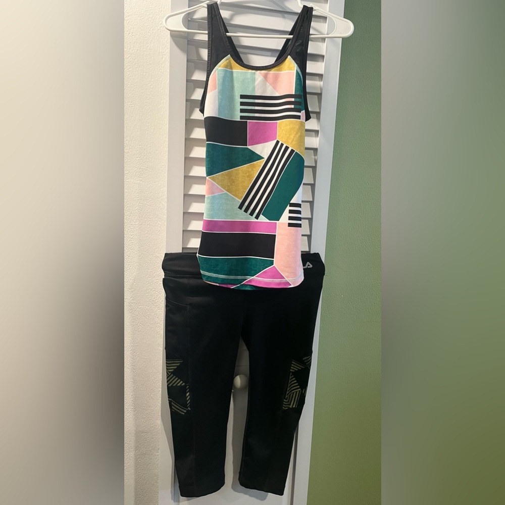 Set Top & Capri Leggings Fila Sport Black Activewear